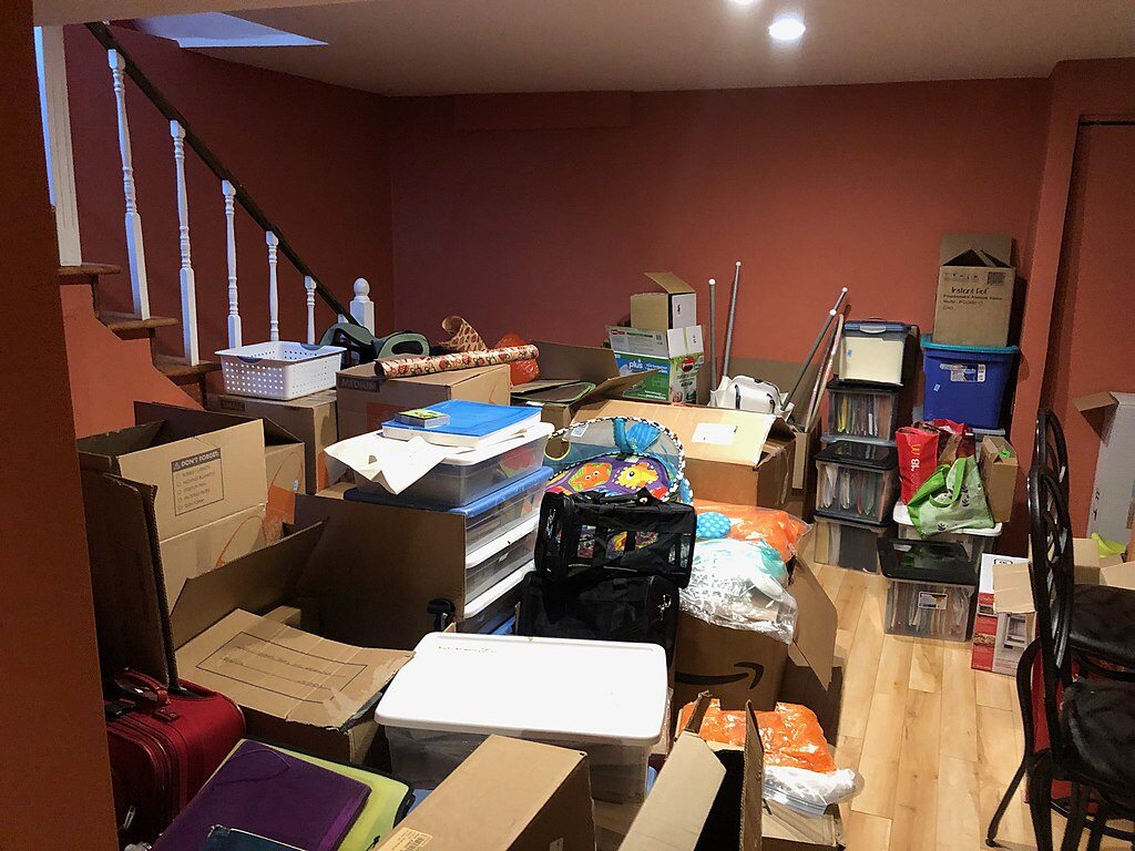 cluttered basement