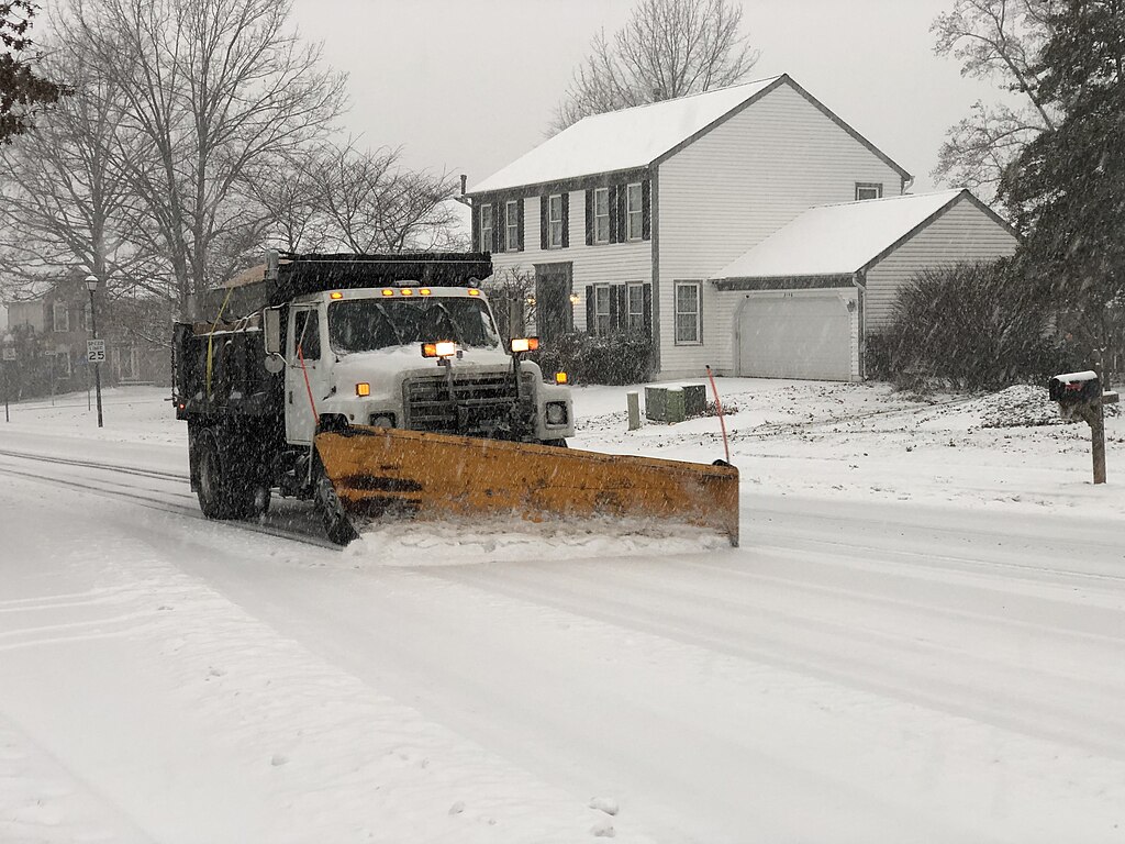 snow plow in neighborhood