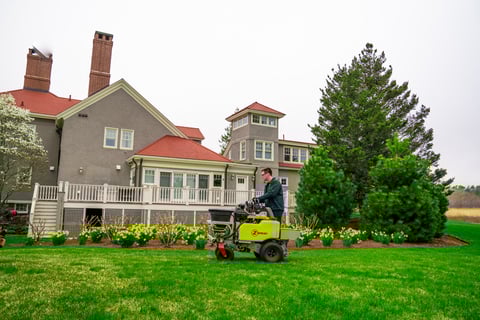 Lawn being fertilized